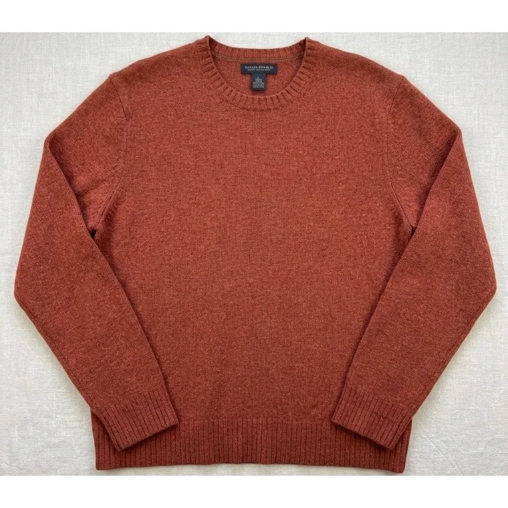 Banana Republic Sweater Mens Large‎ Burnt Orange Wool Cashmere Angora Luxury
